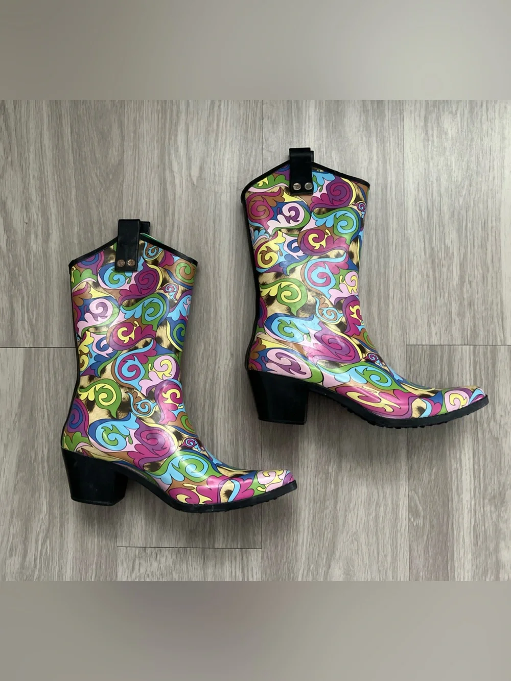 Smoky Boots Colorful Psychedelic Swirl Print Western Cowboy Boots Women’s Size 7
